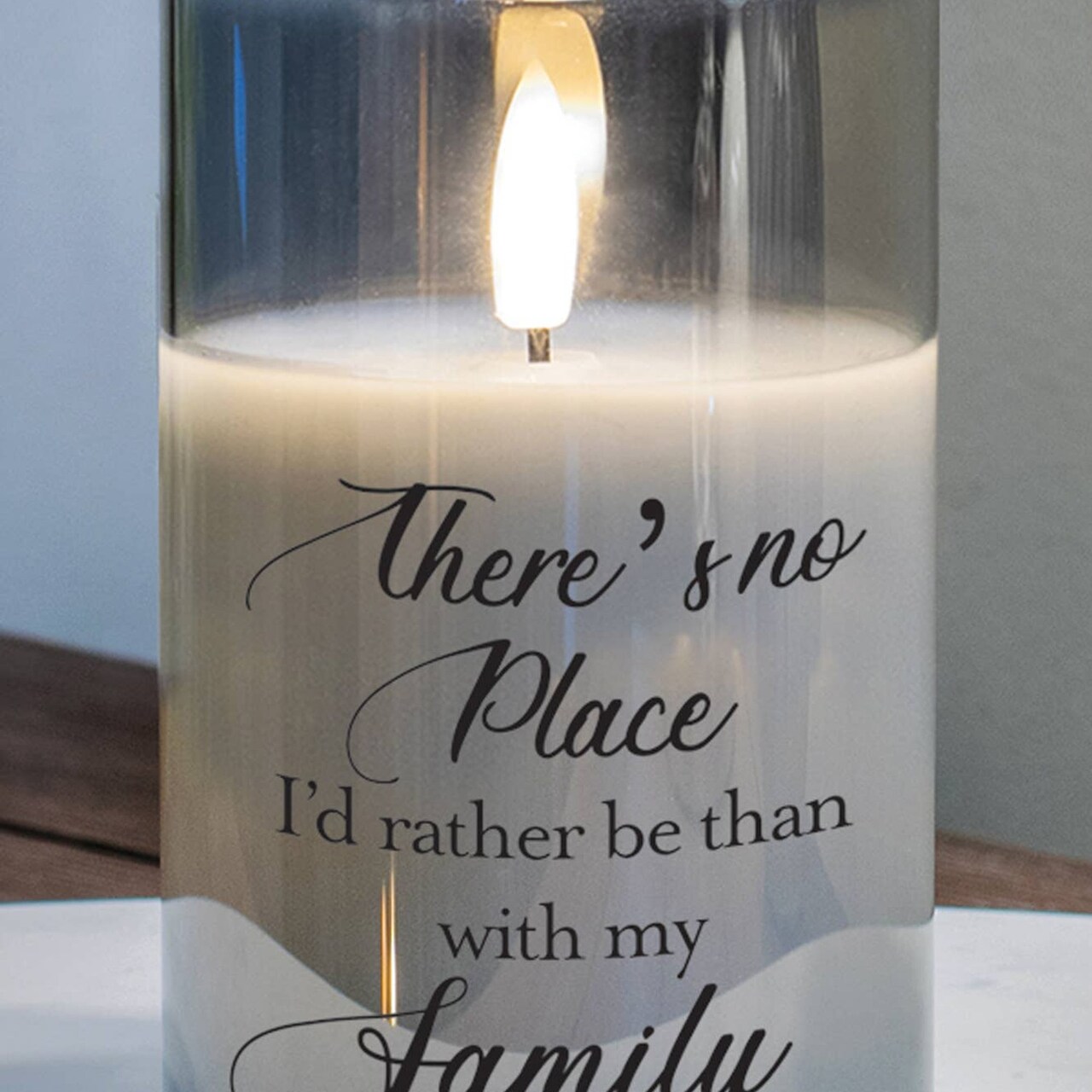Edge Collection - 5" x 3" - Gray - Flameless LED Family Quote Candle - 1 Piece